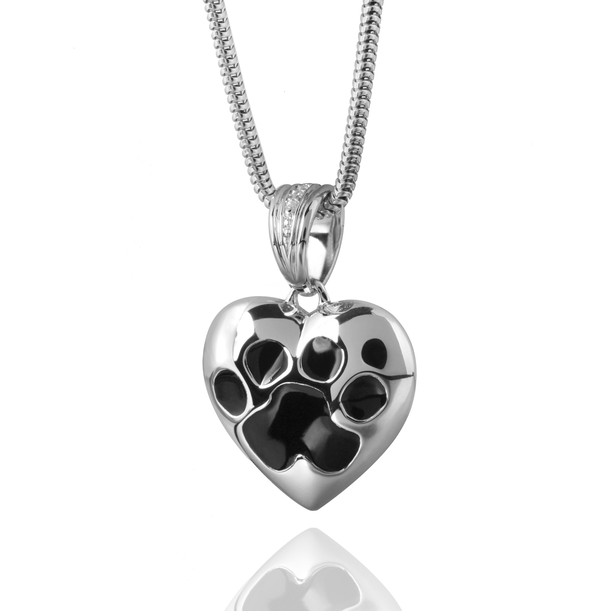 Image of Paw Print on My Heart Cremation Pendant, Jewelry Red