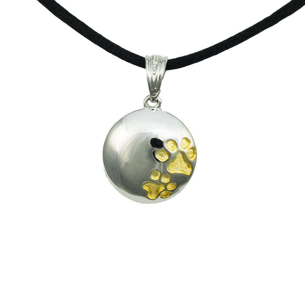 Image of Paw Prints Cremation Pendant - Sterling Silver, Jewelry Gray