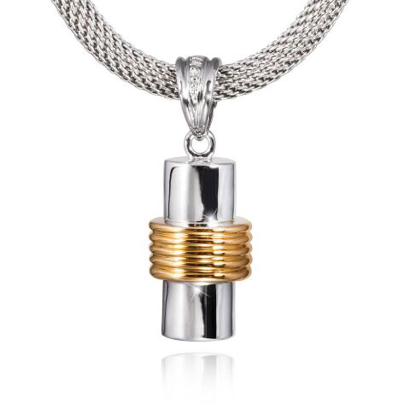 Image of Banded Cylinder Cremation Pendant, Jewelry Yellow