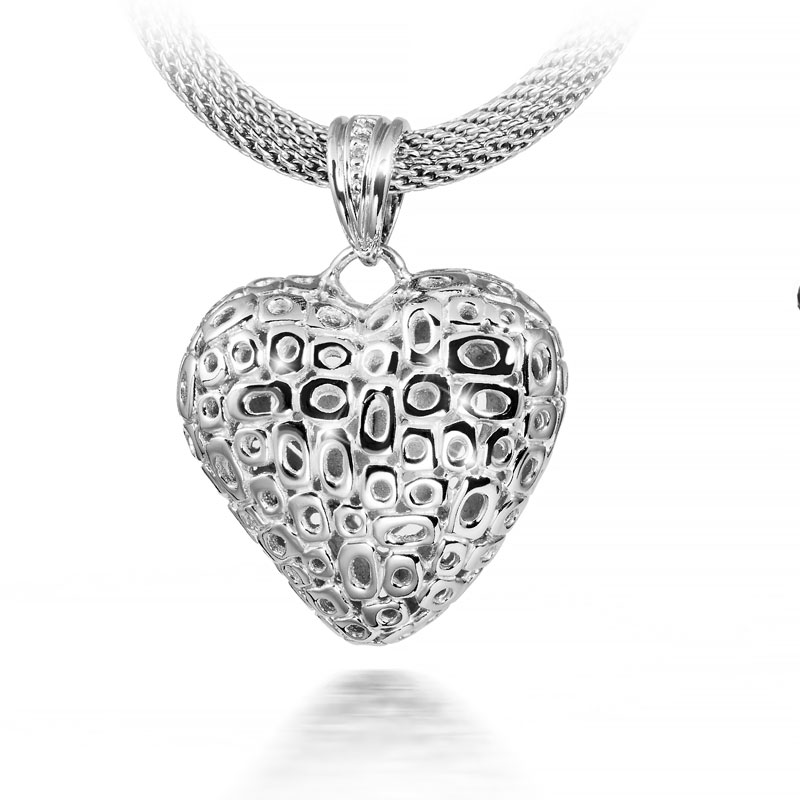 Image of Pierced Heart Cremation Urn Pendant - Sterling Silver, Jewelry Gray, Urns for Ashes