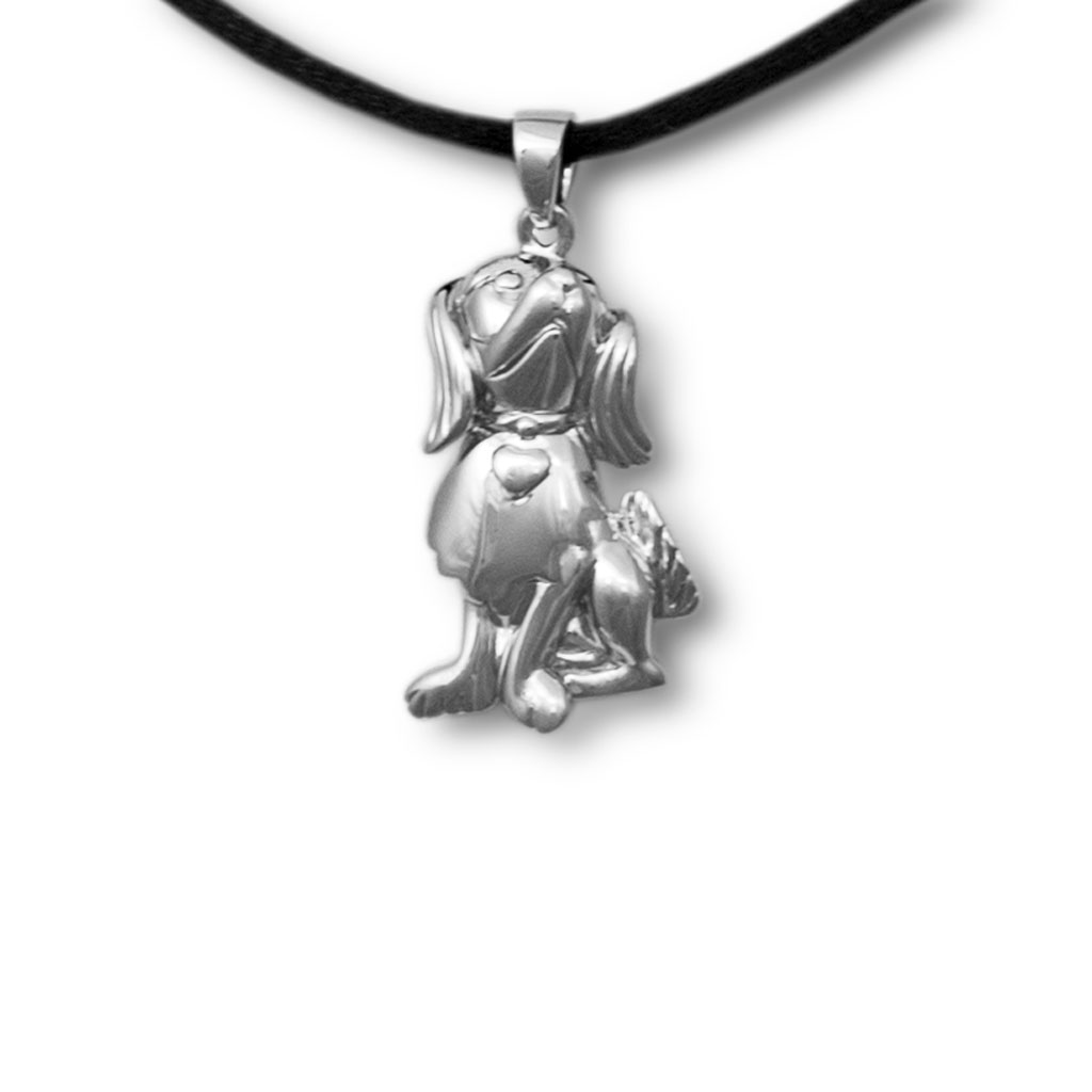 Image of Happy Dog Cremation Pendant - Sterling Silver, Jewelry Gray