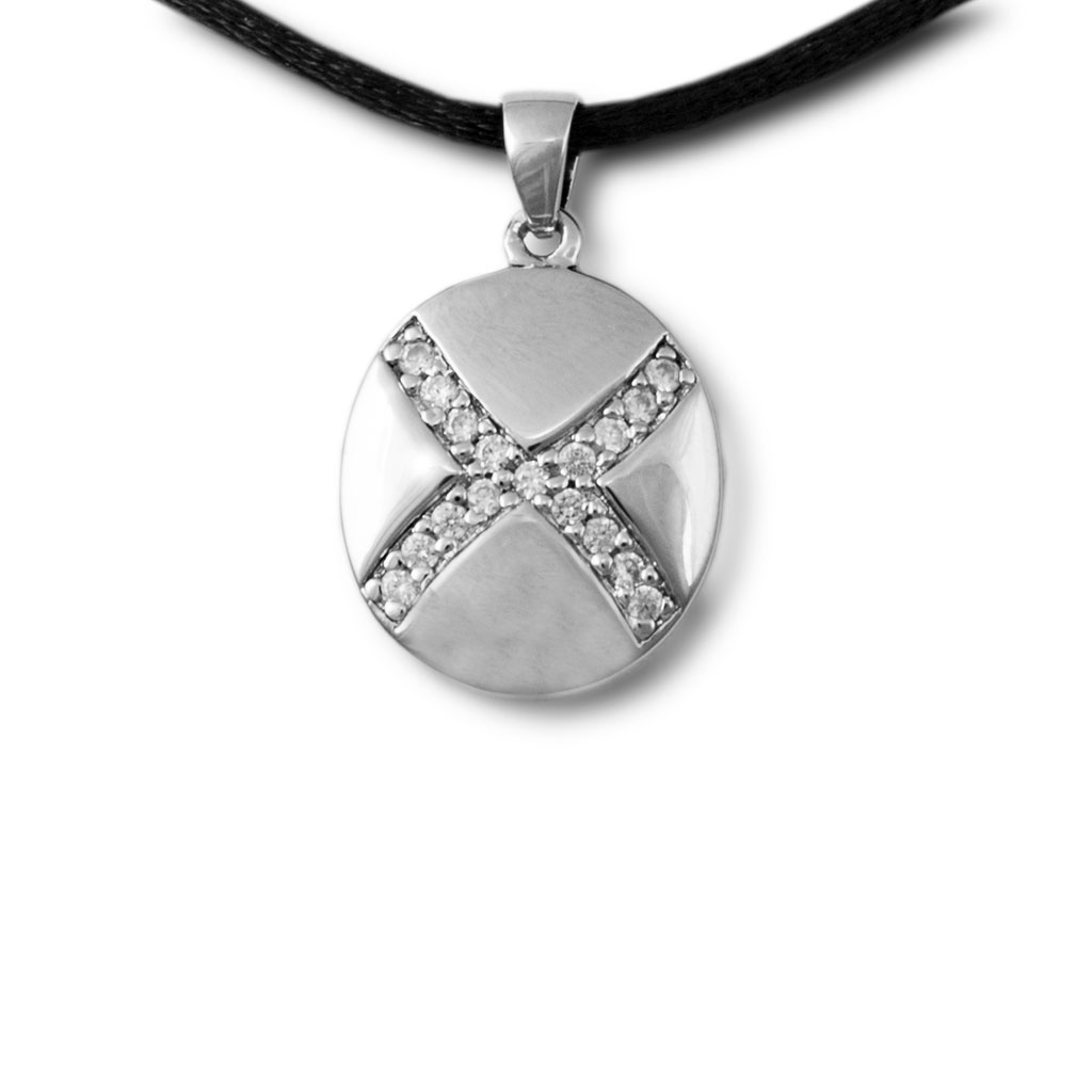 Image of Sparkling Medallion Cremation Necklace Pendant - Sterling Silver, Jewelry Gray