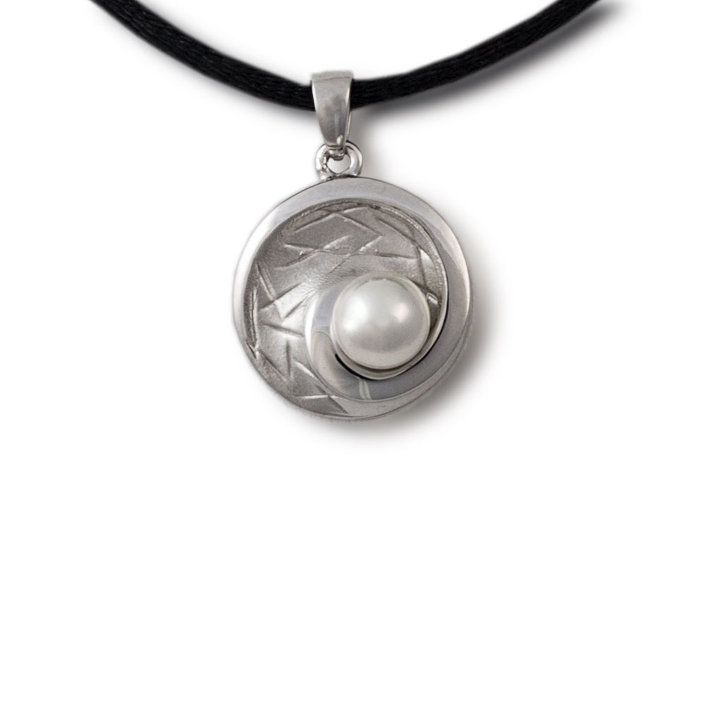 Image of Nested Pearl Cremation Pendant - Sterling Silver, Pearl, Jewelry Gray