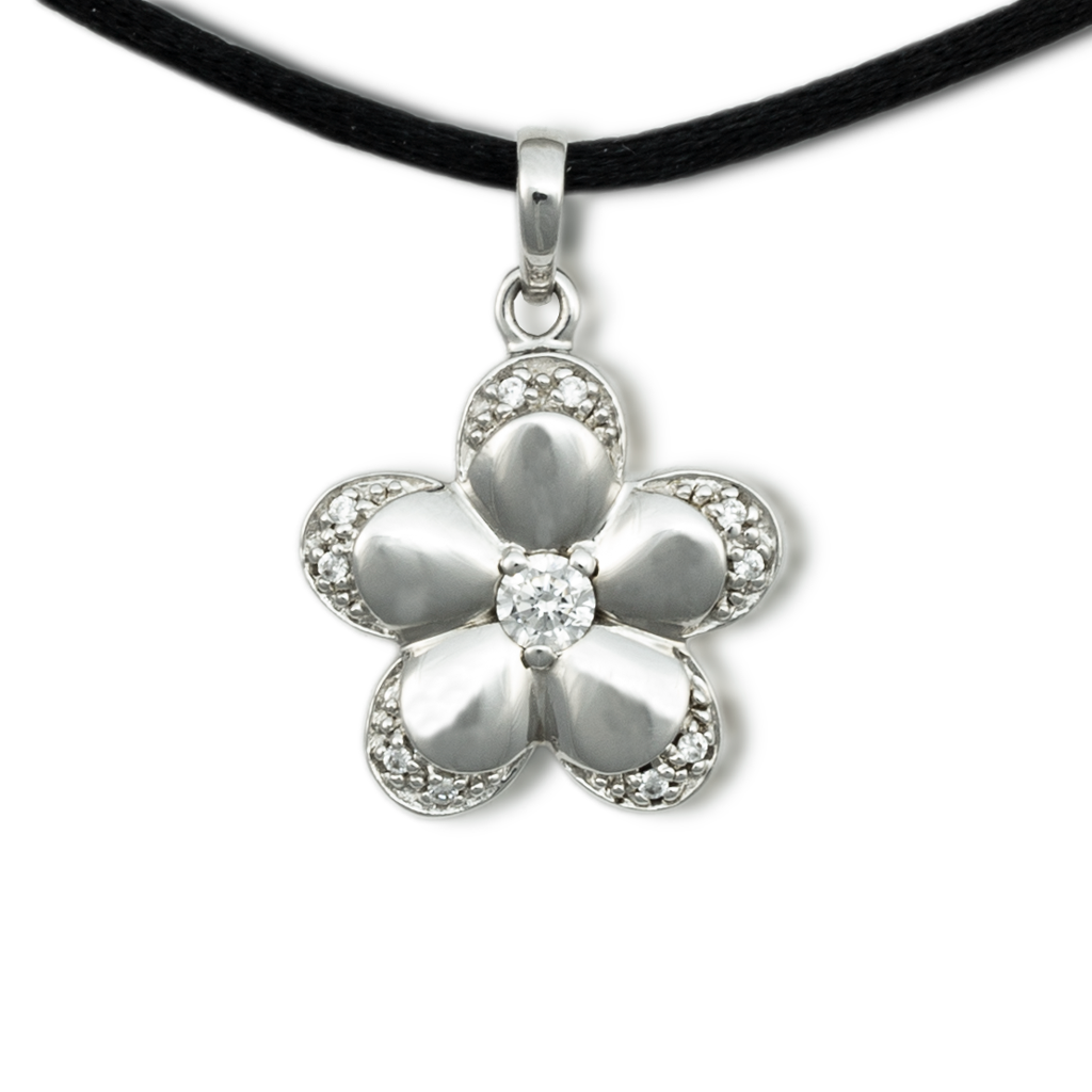 Image of Flower Cremation Pendant - Sterling Silver, Jewelry Gray
