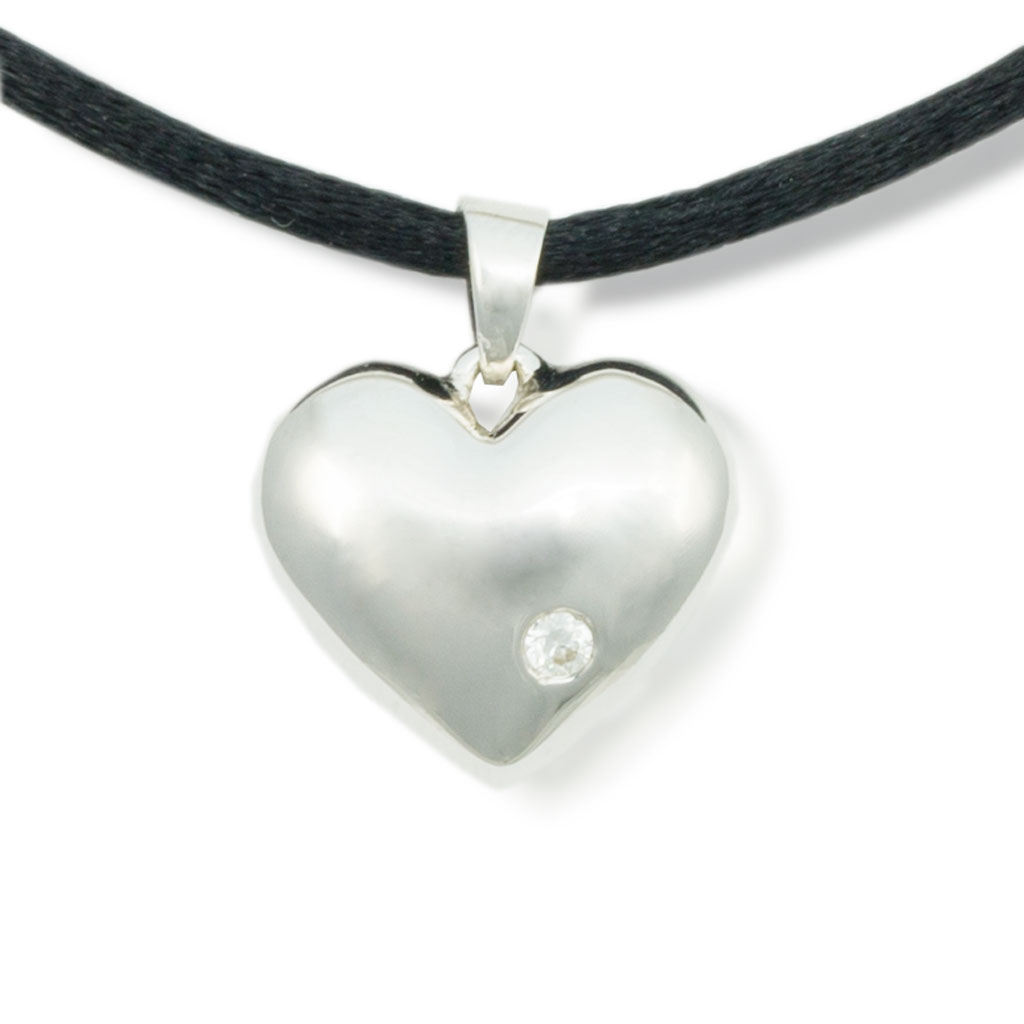 Image of Sparkling Heart Cremation Pendant - Sterling Silver, Jewelry Gray