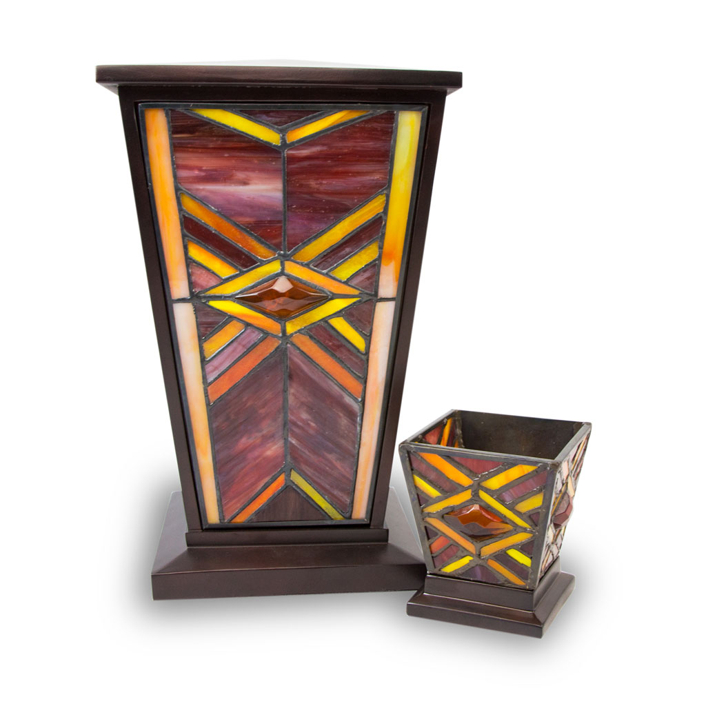 Ruby Mission Style Stained Glass Cremation urn for ashes Large Red eBay