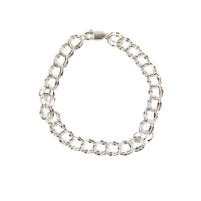 Image of Sterling Silver Double Chain Link Bracelet for Cremation Charm Gray