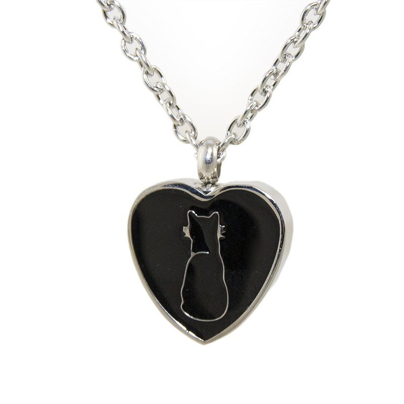 Image of Cremation Necklace - Black Cat Silhouette