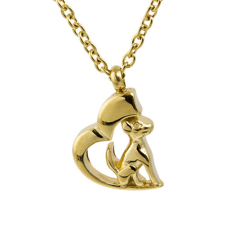 Image of Golden Cremation Pendant - My Dog, My Heart, Jewelry Yellow