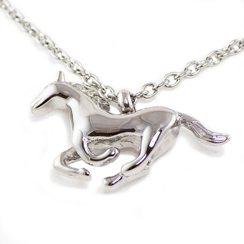 Image of Running Horse Cremation Necklace White