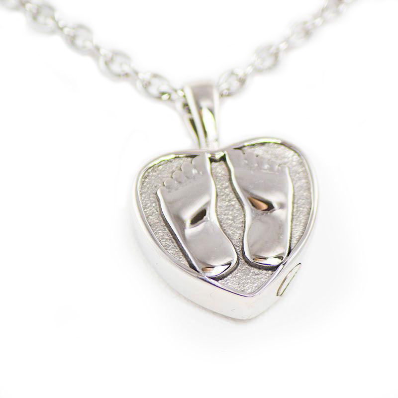 Image of Baby Feet Cremation Necklace Wood