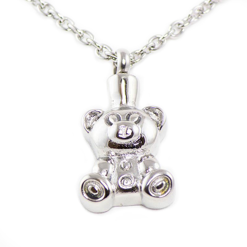 Image of Teddy Bear Cremation Pendant - Stainless Steel, Jewelry Gray