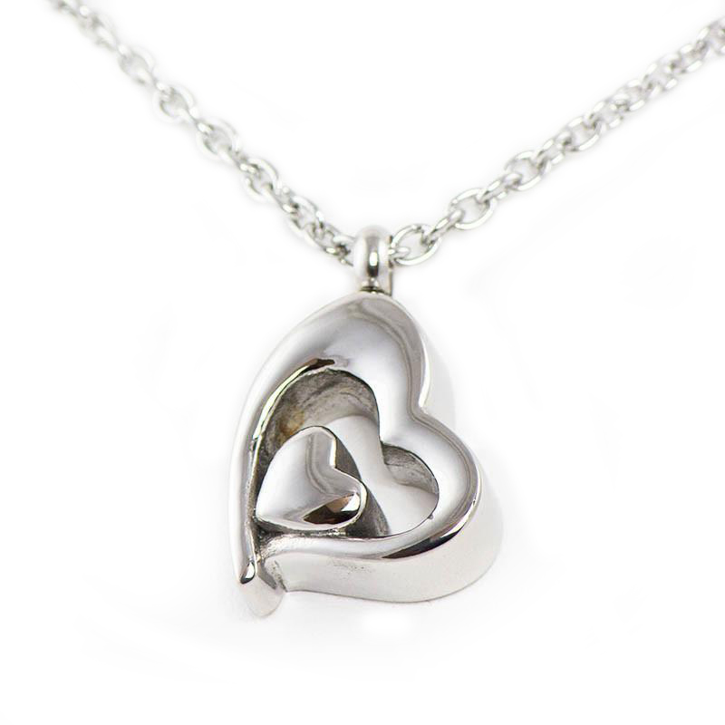 Image of Silver Cremation Pendant - Our Hearts Combined, Jewelry Gray