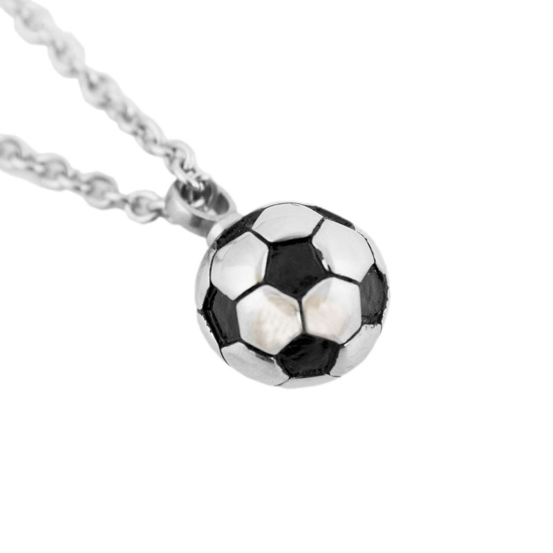 Image of Soccer Ball Cremation Pendant - Stainless Steel, Jewelry Gray