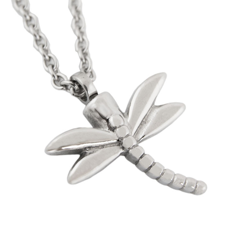 Image of Dragonfly Cremation Pendant - Stainless Steel, Jewelry Gray