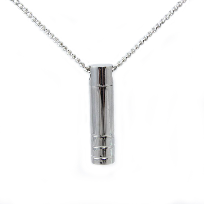 Image of Stainless Steel Cylinder Cremation Pendant, Jewelry Gray