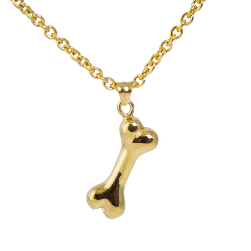 Image of Golden Dog Bone Cremation Pendant, Jewelry Yellow