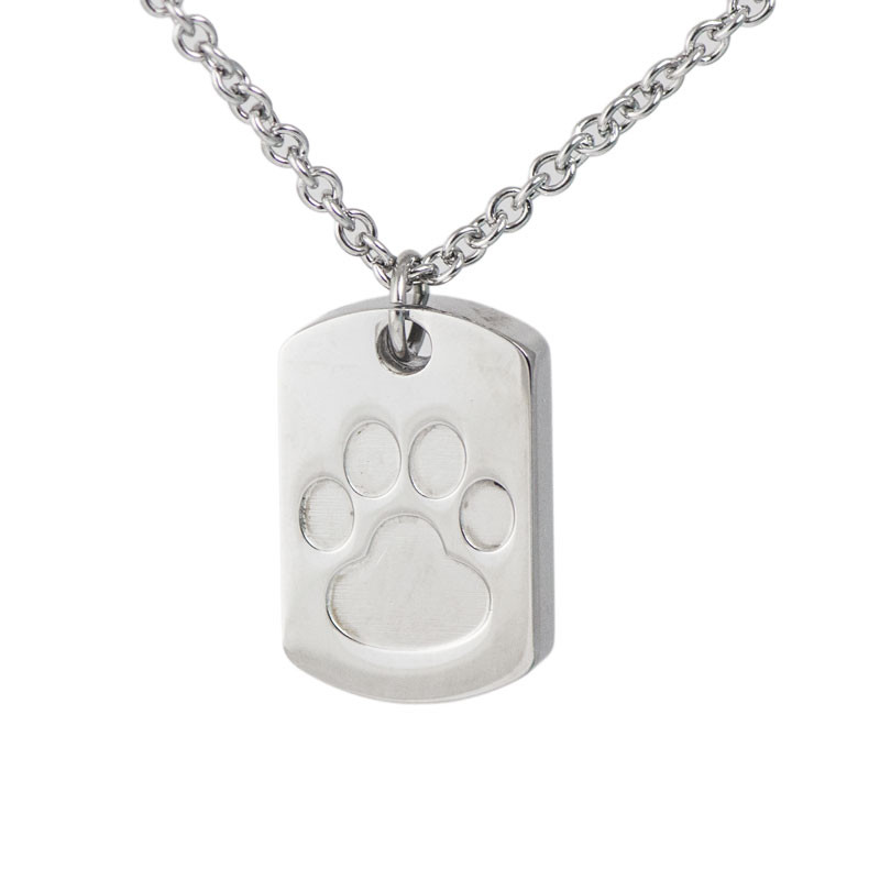 Image of Paw Print Cremation Dog Tag Pendant, Jewelry Gray