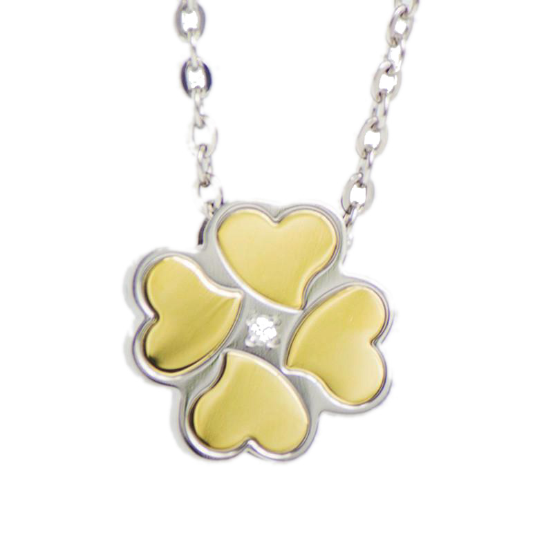 Image of Golden Clover Cremation Urn Necklace Yellow