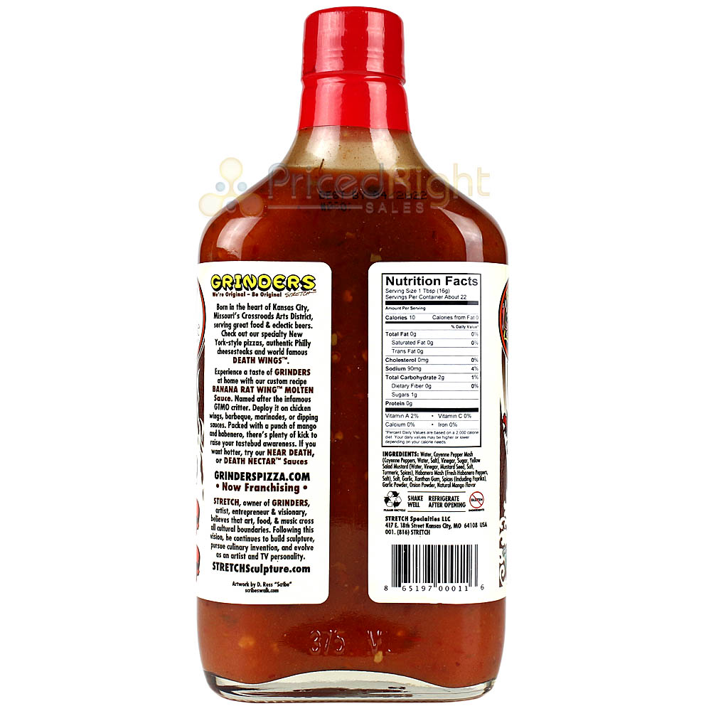 Grinders BRW Molten Hot Sauce 13 oz. Bottle Mango & Habanero Spicy eBay