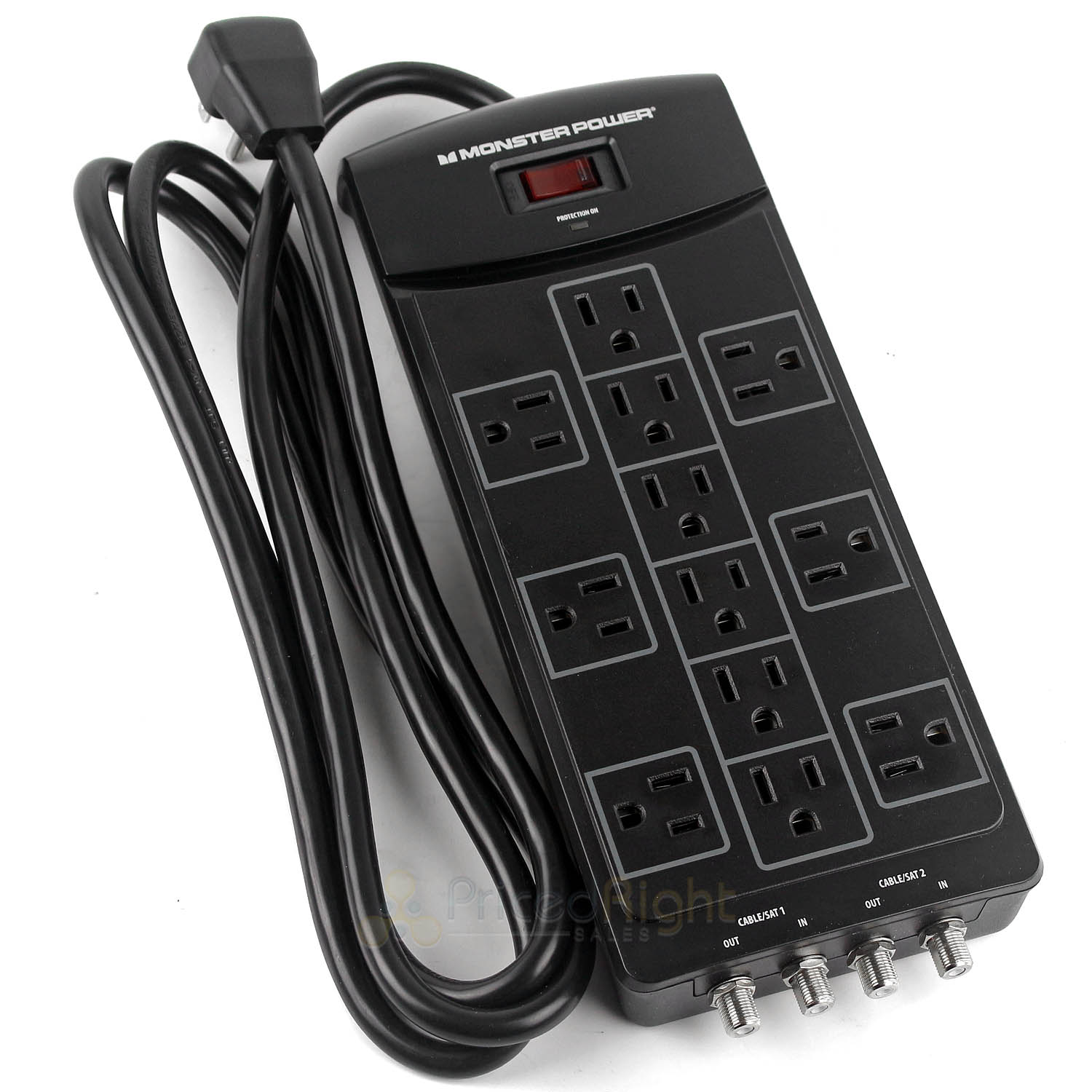 Monster Power 12 Outlet Surge Protector 2160 Joules Dual Coax