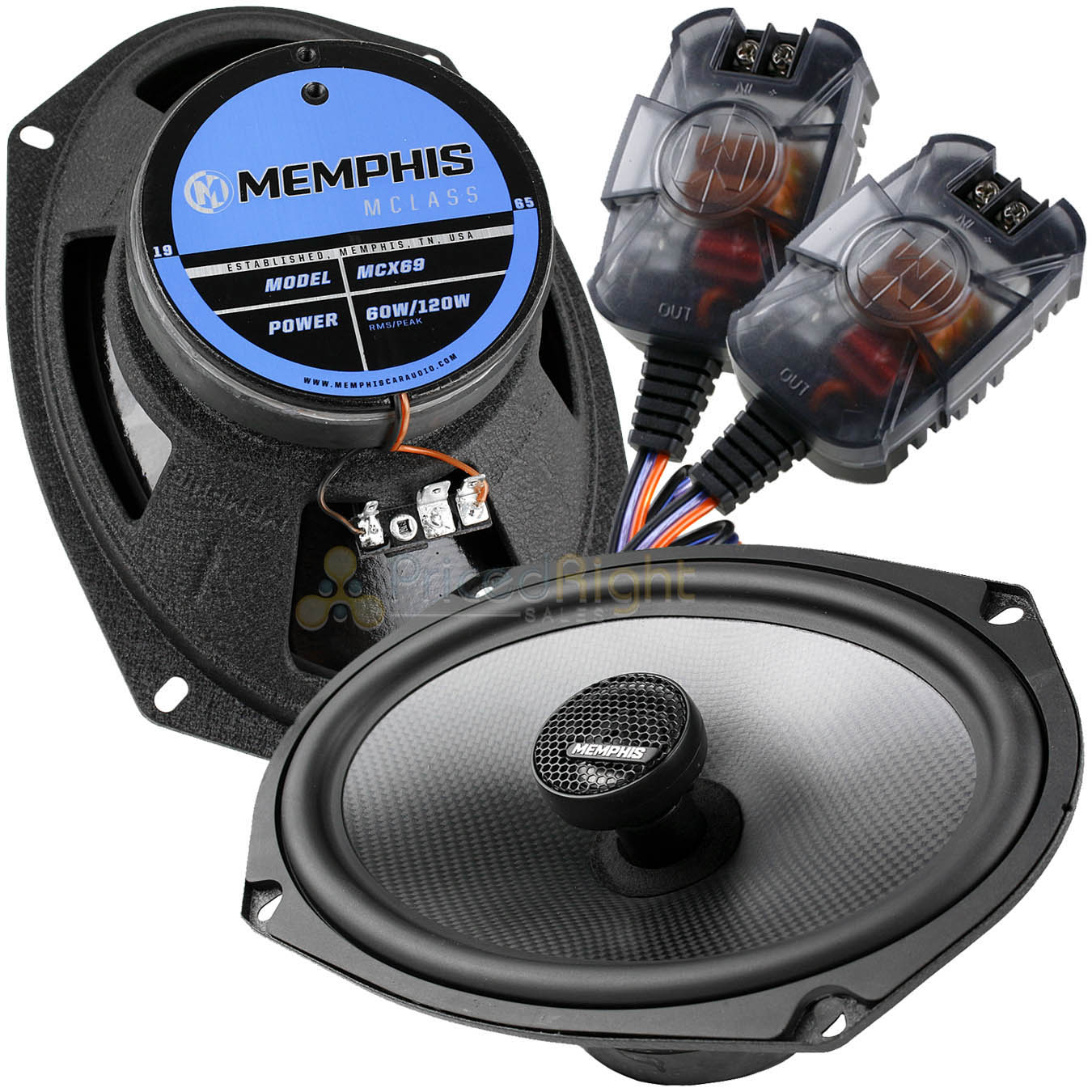 Memphis Audio 6x9" Coaxial Speakers InLine Crossover 120 Watts Max