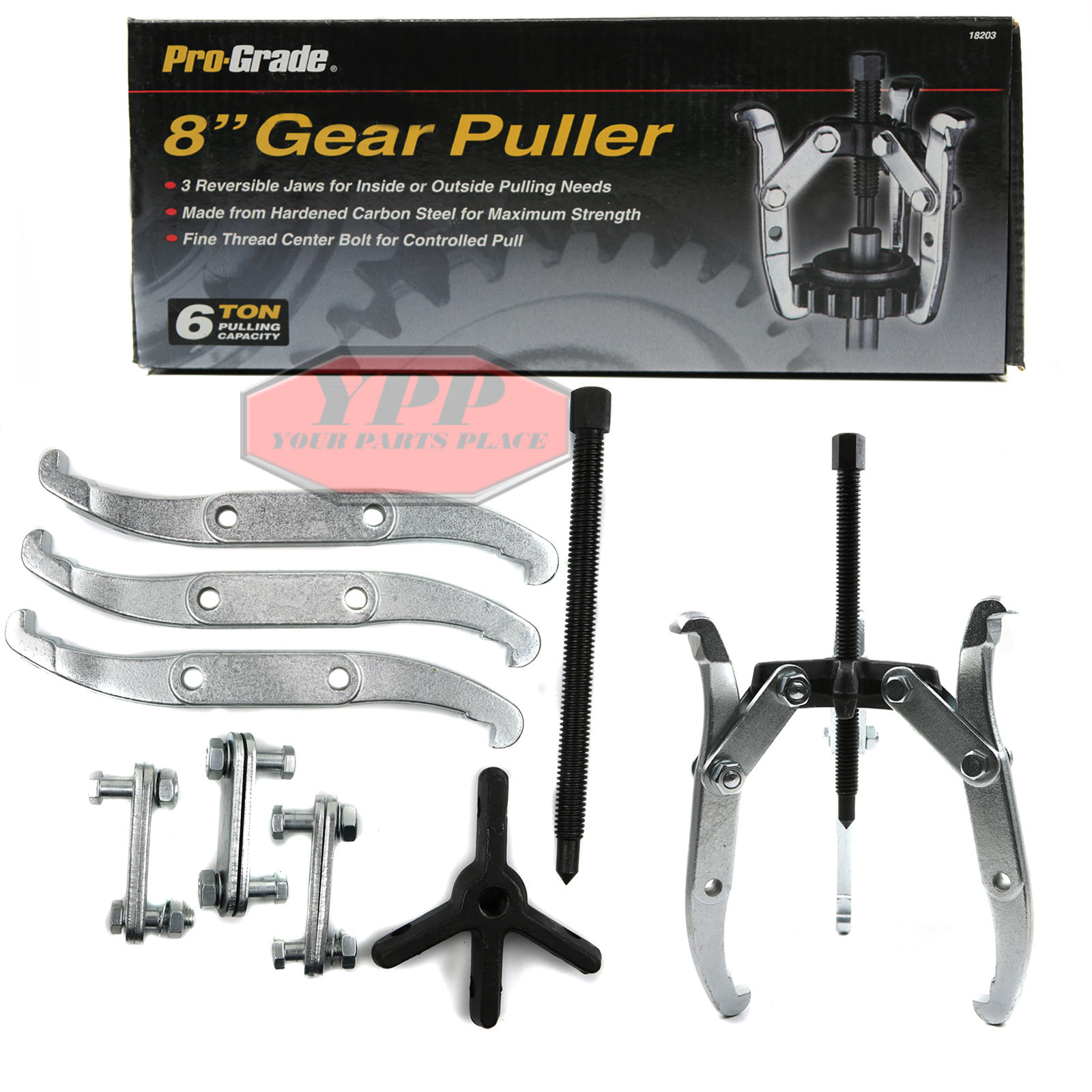 8 Inch Gear Puller Adjustable Combination 2 & 3 Jaw Reversible 6 Ton