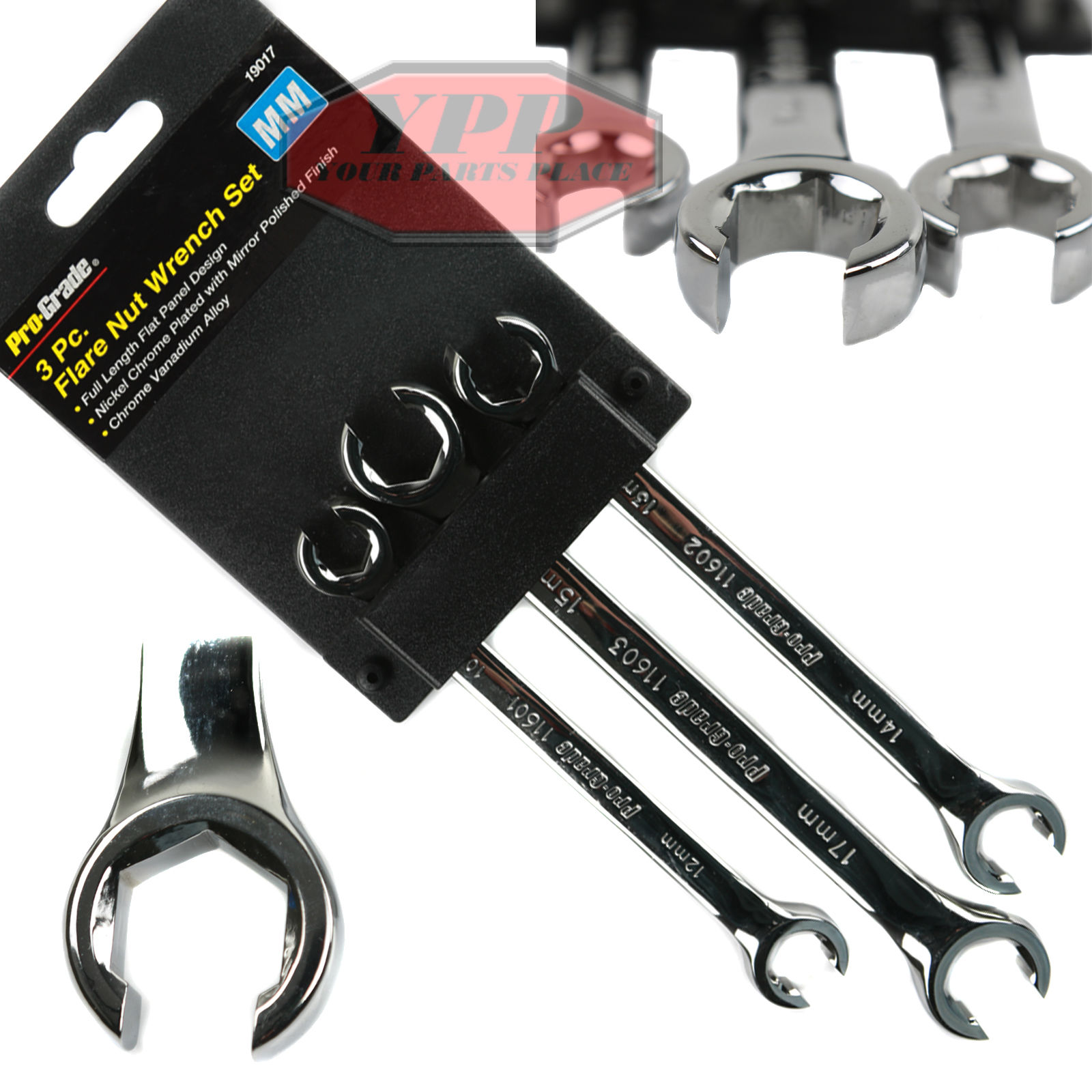 Brake or Air Conditioning Lines SATA 3-Piece Full-Polish Metric Flare Nut Line Wrench Set for Removing or Replacing Nuts on Fuel ST09033U