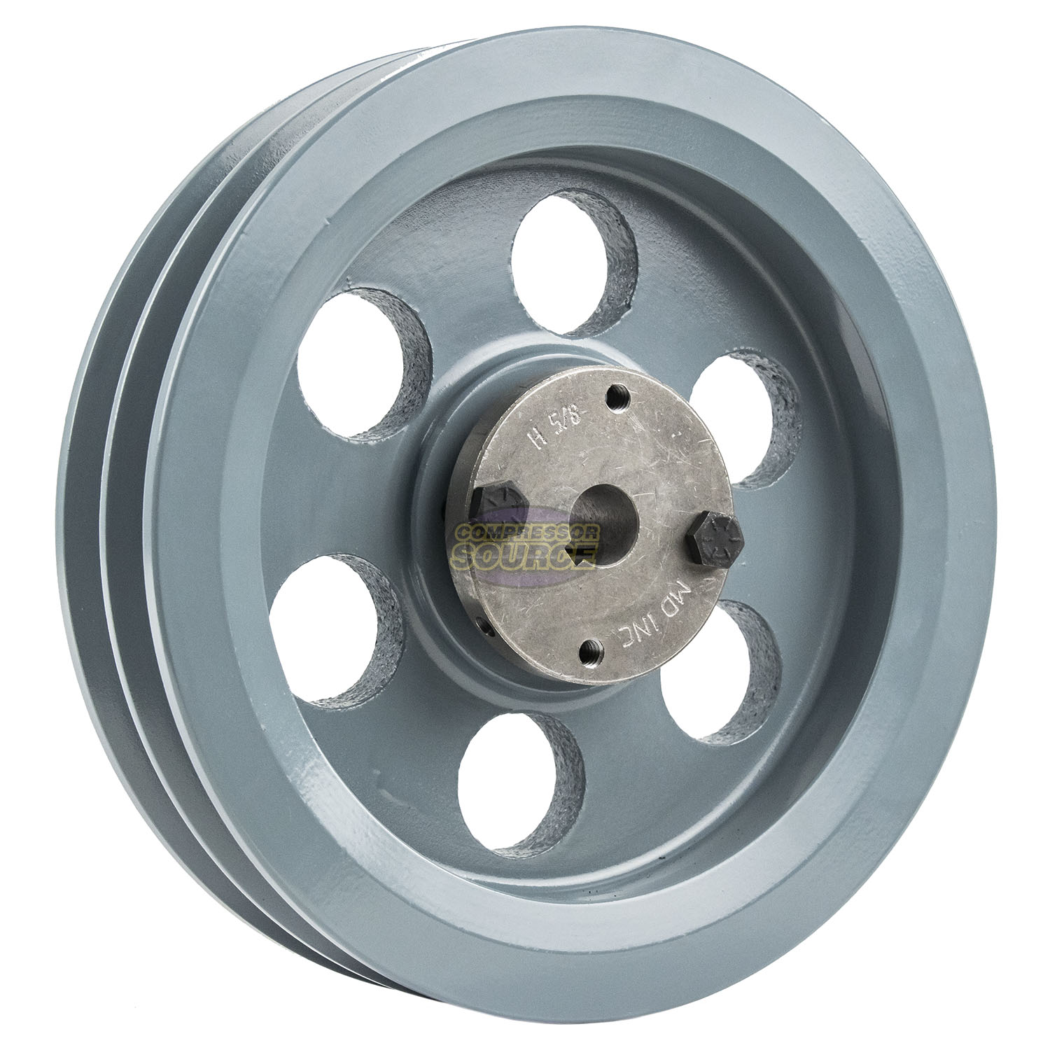 Cast Iron 4.5/" 2 Groove Dual Belt B Section 5L Pulley w// 5//8/" Sheave Bushing