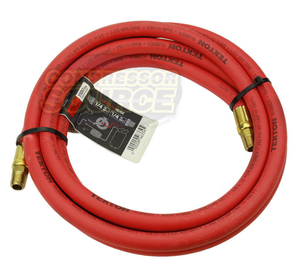 Tekton 3//8/" x 10/' ft Rubber Air Hose Whip Lead 250 PSI Swivel End USA Made 46348