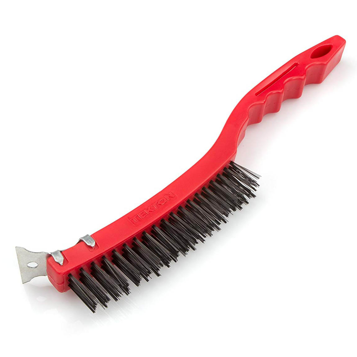 Long Handle Wire Brush Carbon Steel Bristles with Steel Scraper Tekton