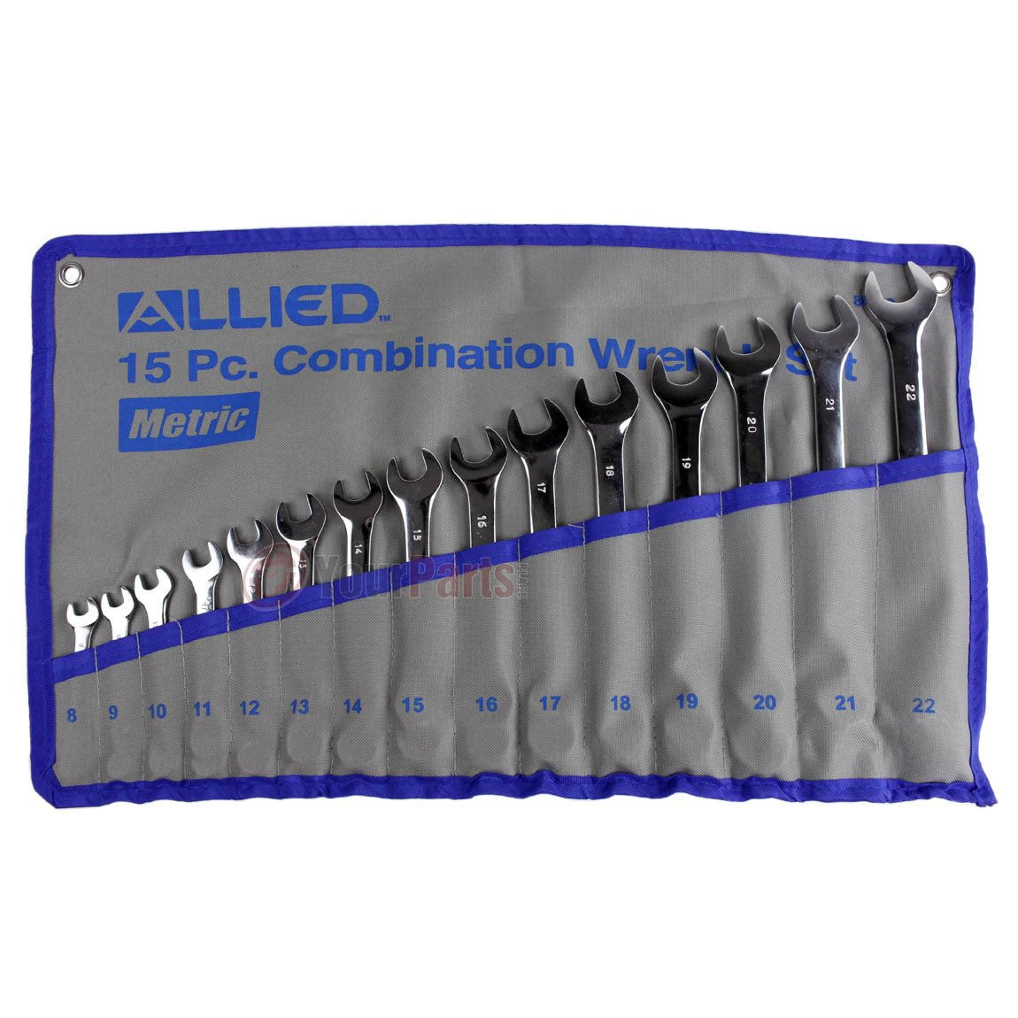 15 Pc Piece Metric Combination Wrench Set w RollUp Pouch Sizes 8mm to