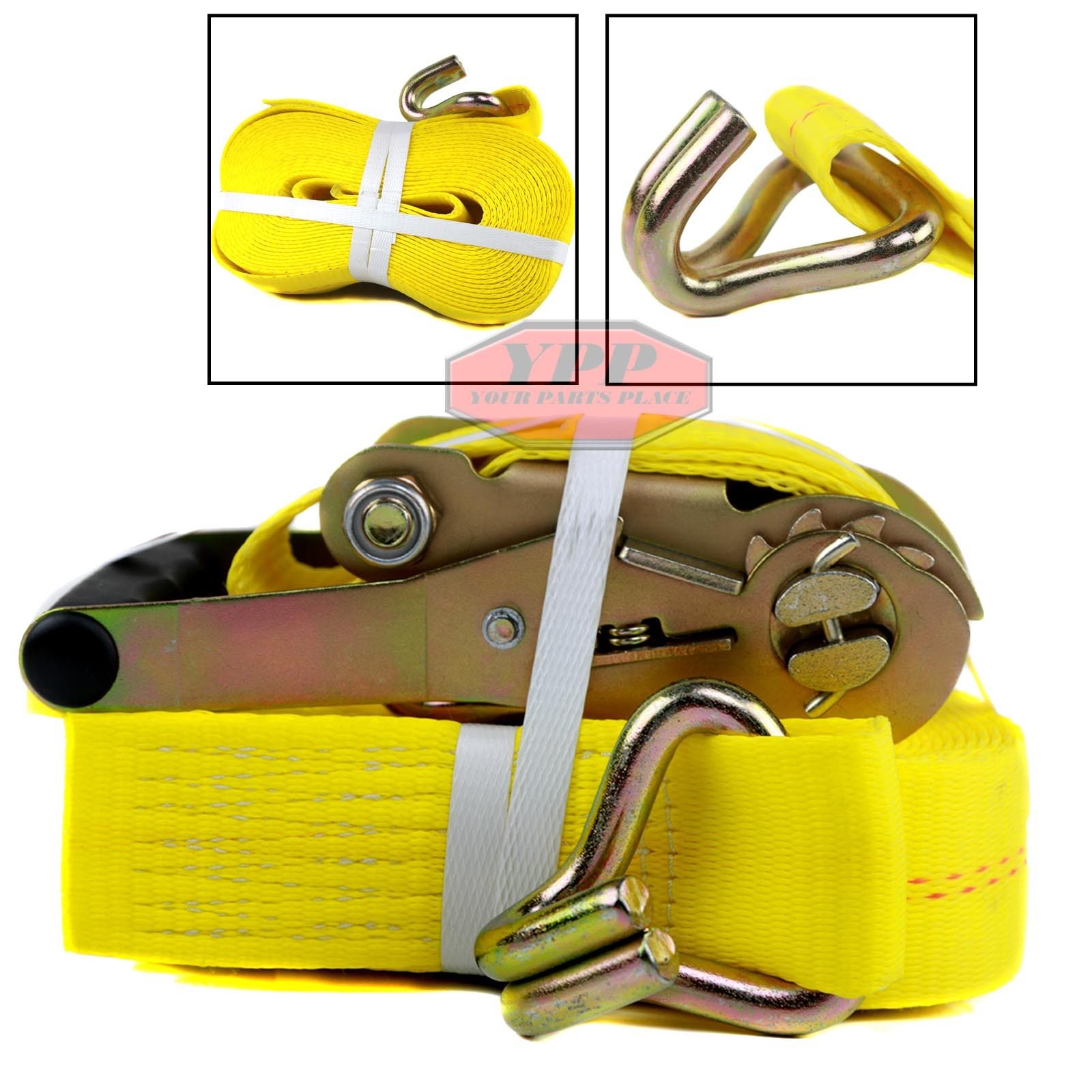 Ratchet Nylon Tie Down Strap 27 Ft X 2" Hd 2 Pack 10000 Lbs Cargo Dot