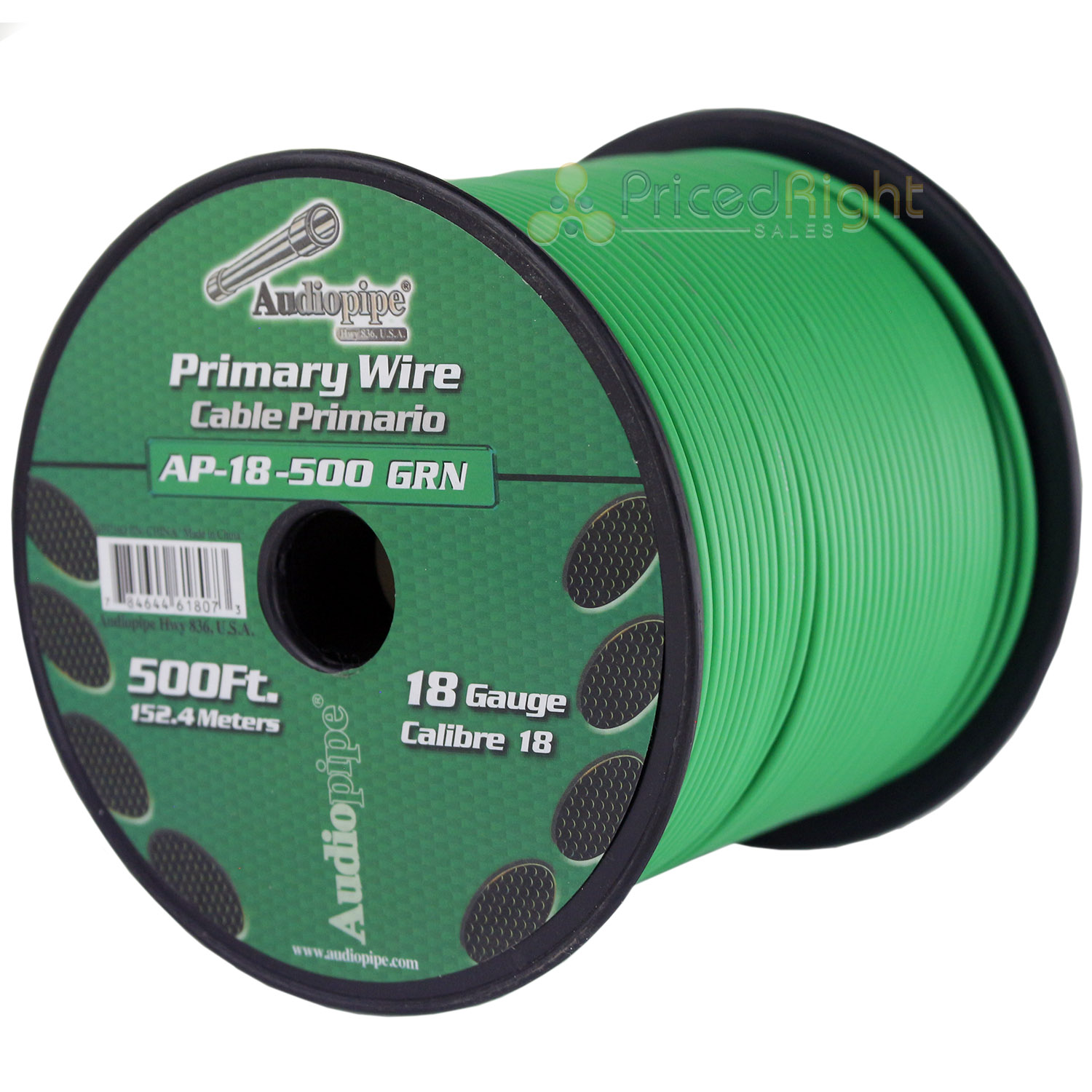 Green 18 Gauge AWG 500 Feet ft Stranded Primary Remote Wire Cable