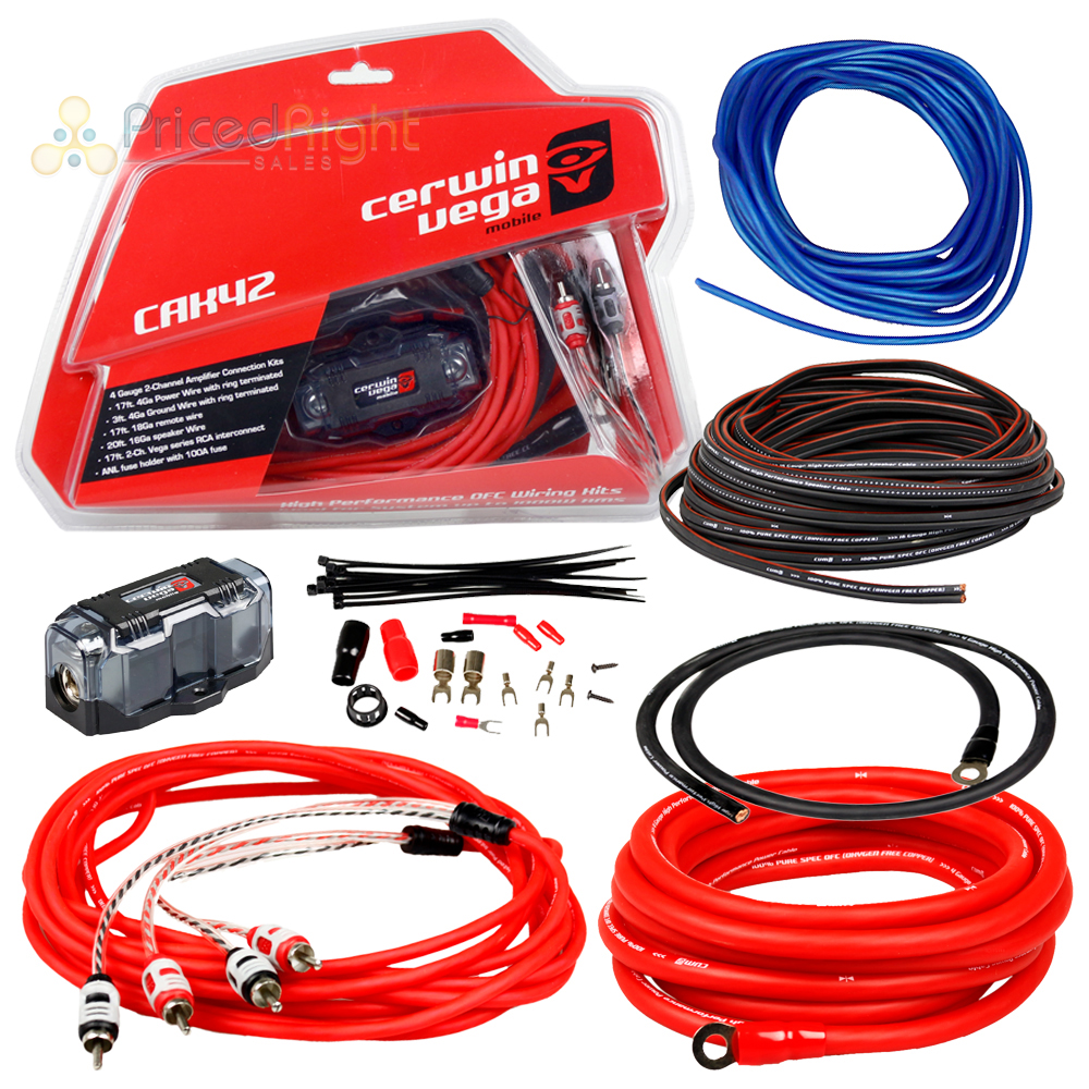 Cerwin Vega 4 Gauge 2 Channel Amplifier Wiring Kit 1000W RMS Car Audio