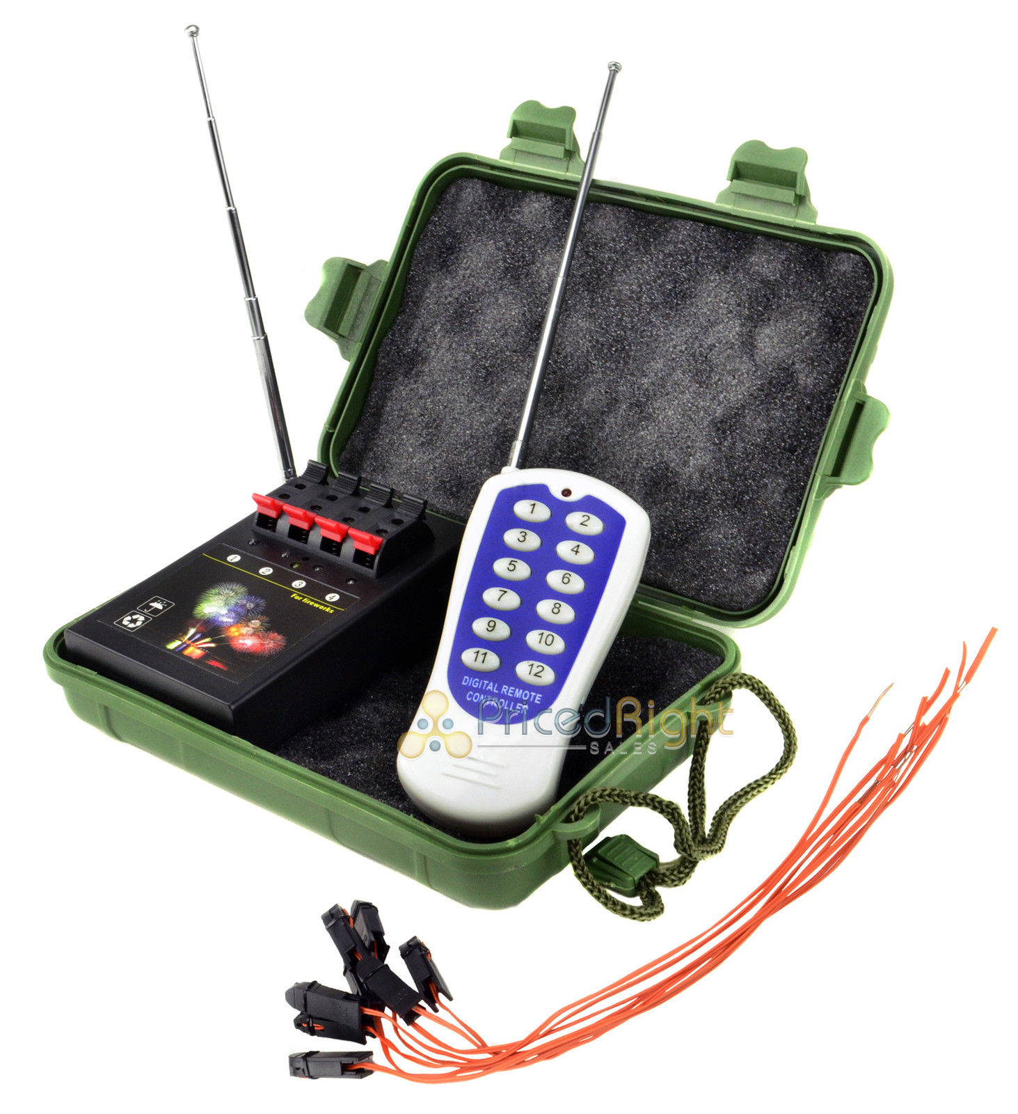 4 Cue Wireless Firework Firing Ignition System w/ Remote & 8 FREE