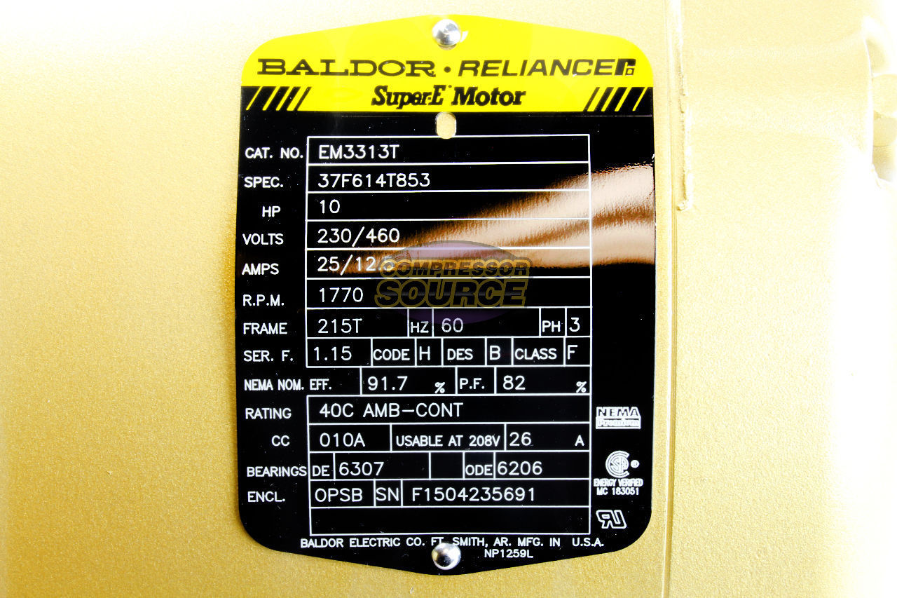 10 Hp 3 Ph Three Phase Electric Motor Em3313t Baldor 1770