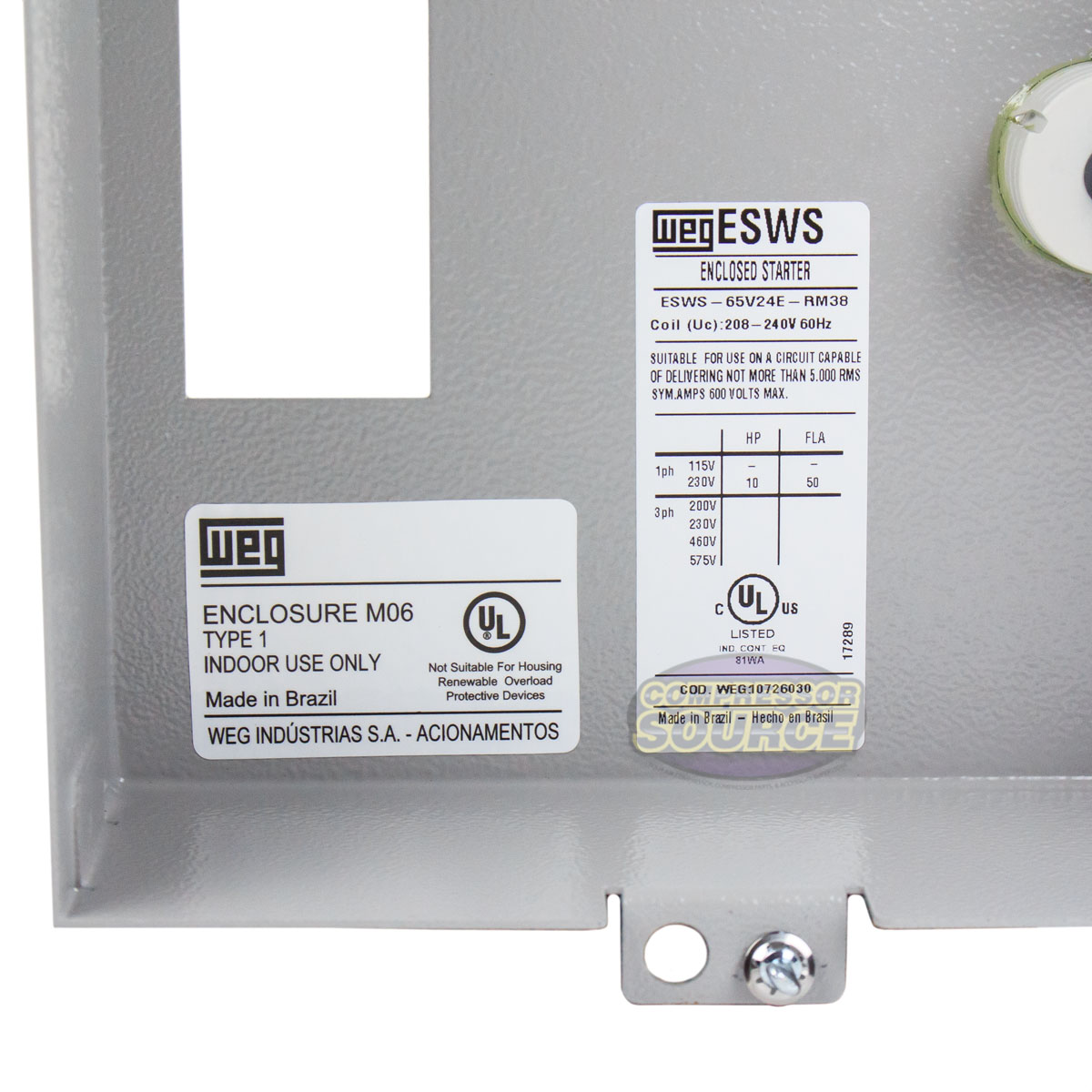 Weg 10 Hp Single Phase Magnetic Starter Electric Motor