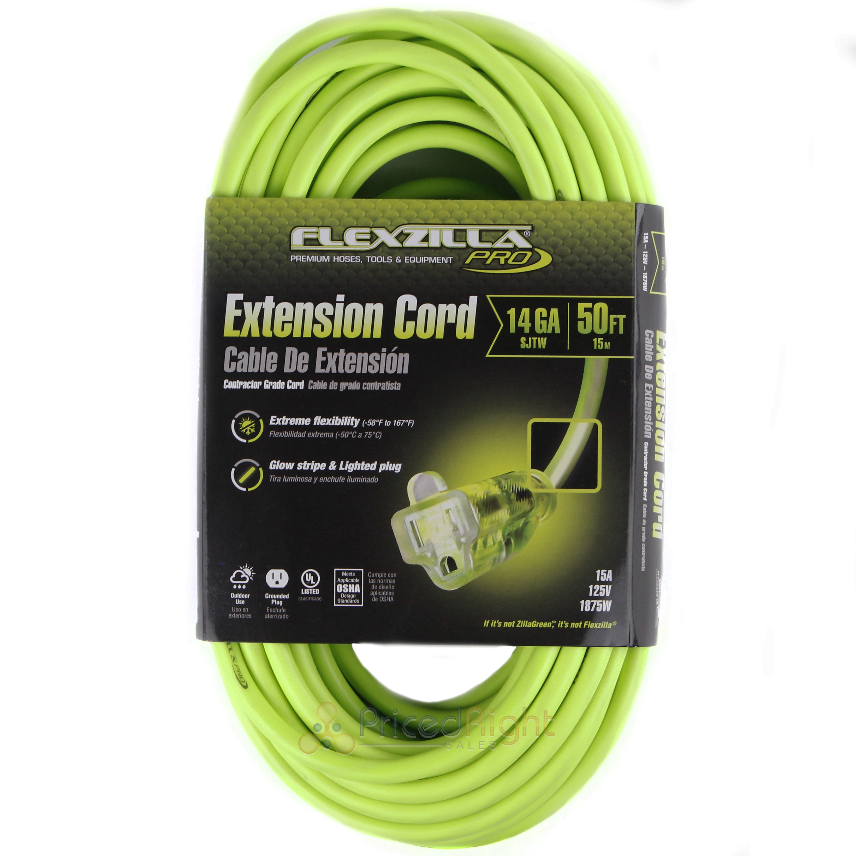 Flexzilla Pro 14 gauge 50/' Indoor Outdoor Premium Extension Cord NEW