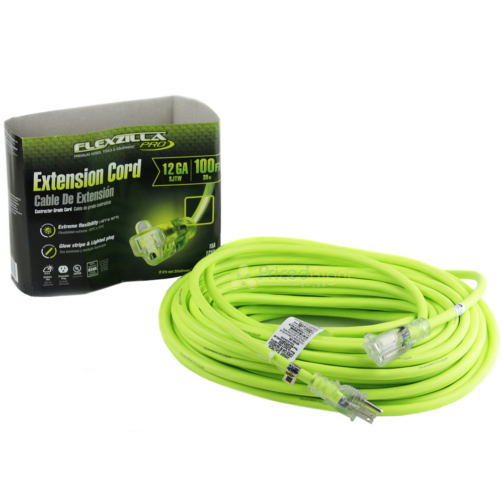 100 ft Flexzilla Pro Electric Extension Power Cord Cable Indoor Outdoor