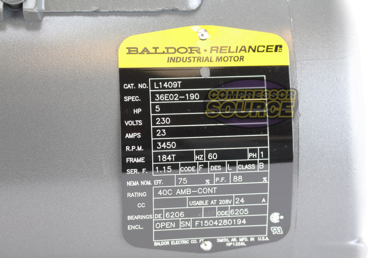 5hp 3450 Rpm Air Compressor Electric Motor 208230 Volts New Century
