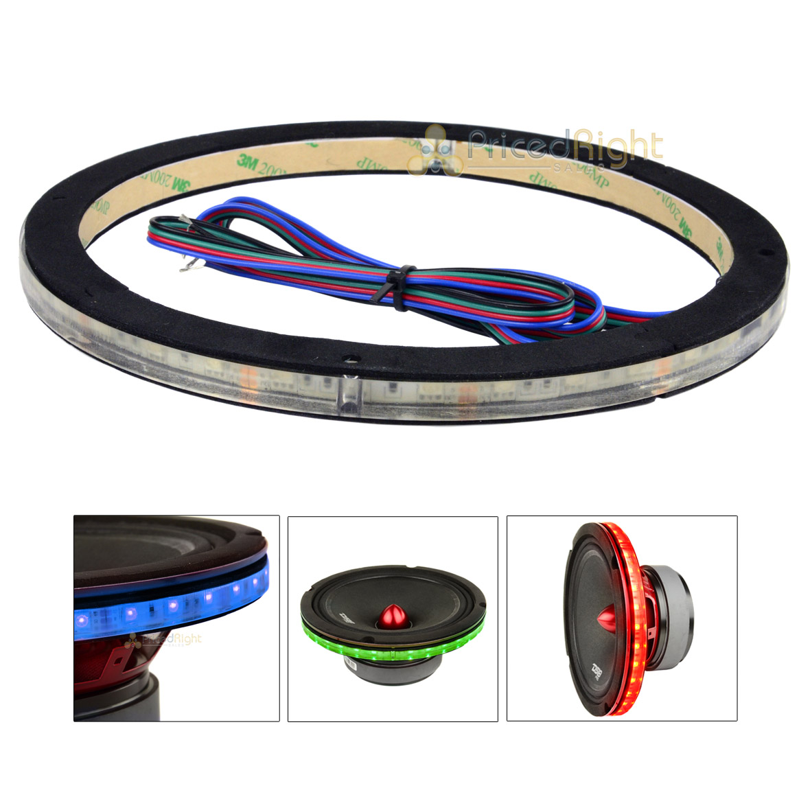 12" Waterproof RGB LED Speaker Ring 1/2" Spacer DS18 LRING12 Accent