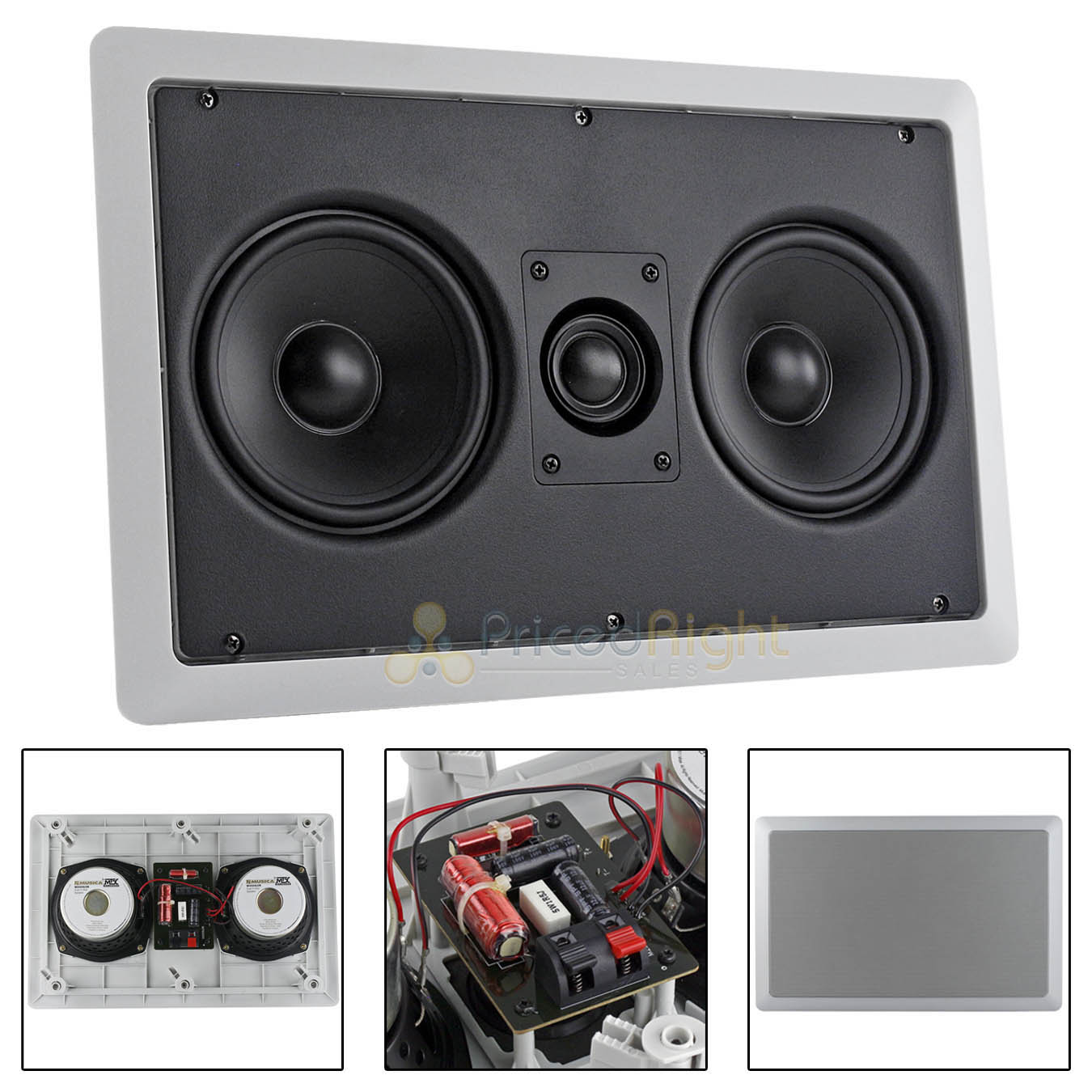 Dual 5.25" In Wall LCR Speaker 2 Way 65W RMS 8 Ohm MTX Audio Theatre