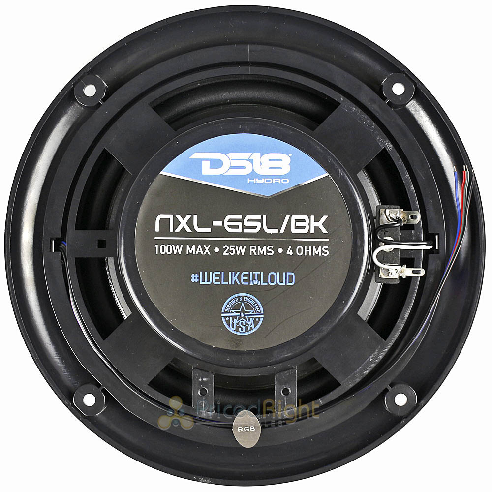 DS18 Hydro 6.5" Speakers 2 Way Marine Slim LED 100 Watts Max 4 Ohm NXL