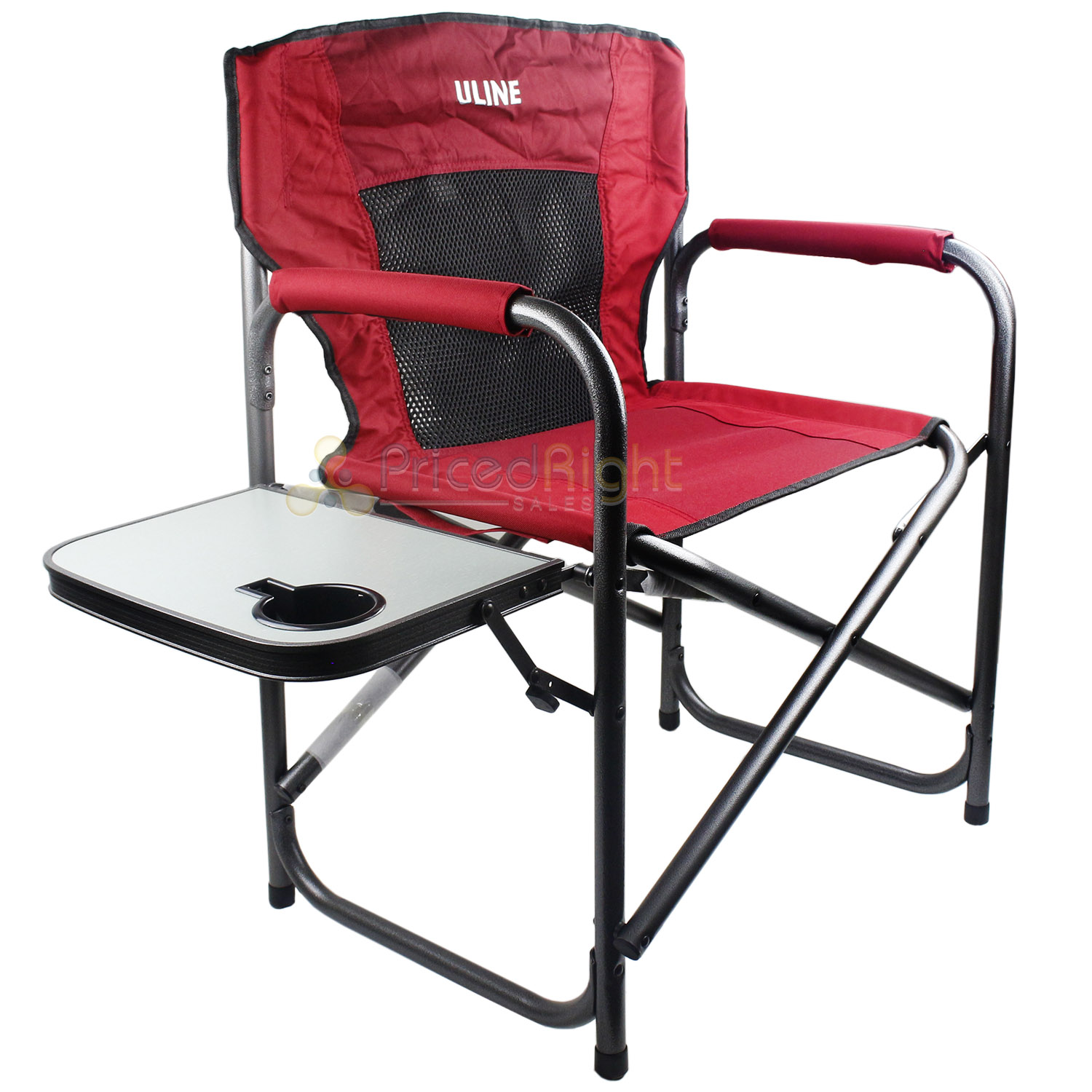 Details About Uline Director S Chair Red Mesh Back 35 With Folding Tray Cup Holder S 20400