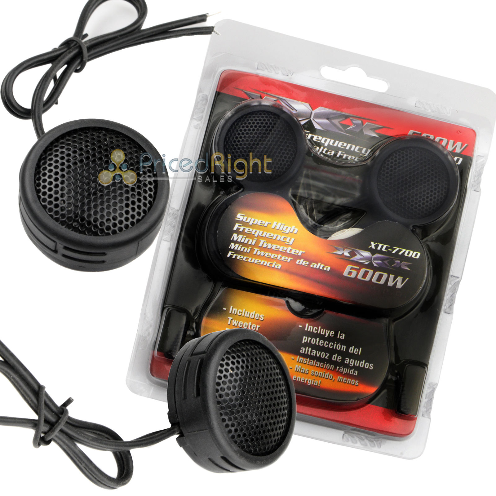 2 Pairs of 600W Super High Frequency Mini Car Dome Tweeters Built-In Crossover