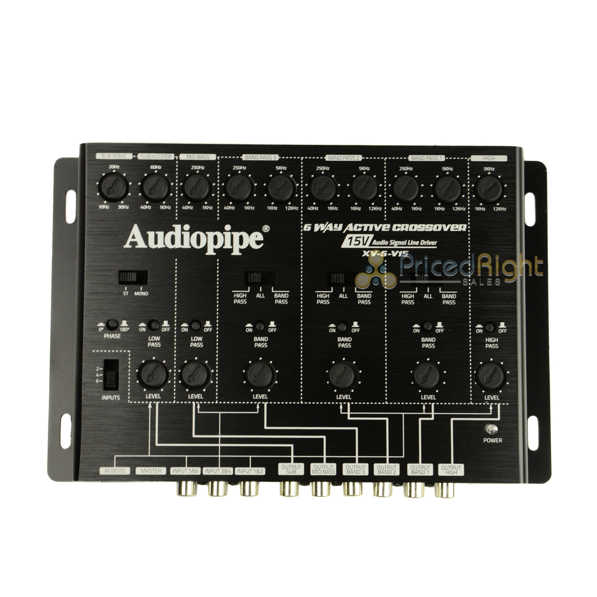 4-Way Active Crossover 15 V Audio Signal Line Driver Audiopipe XV4V15
