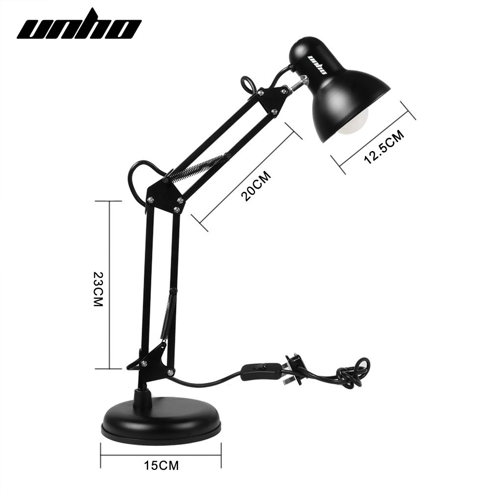 Super Bright Swing Arm Desk Lamp Clamp on Table Light with Metal Clip