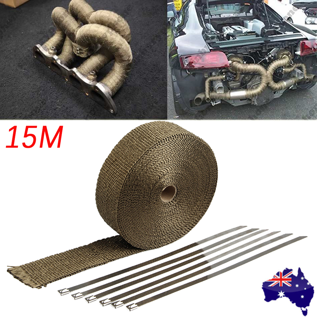 Exhaust Header Heat Pipe Wrap Tape 15M*50mm With 10 Stainless Steel Zip