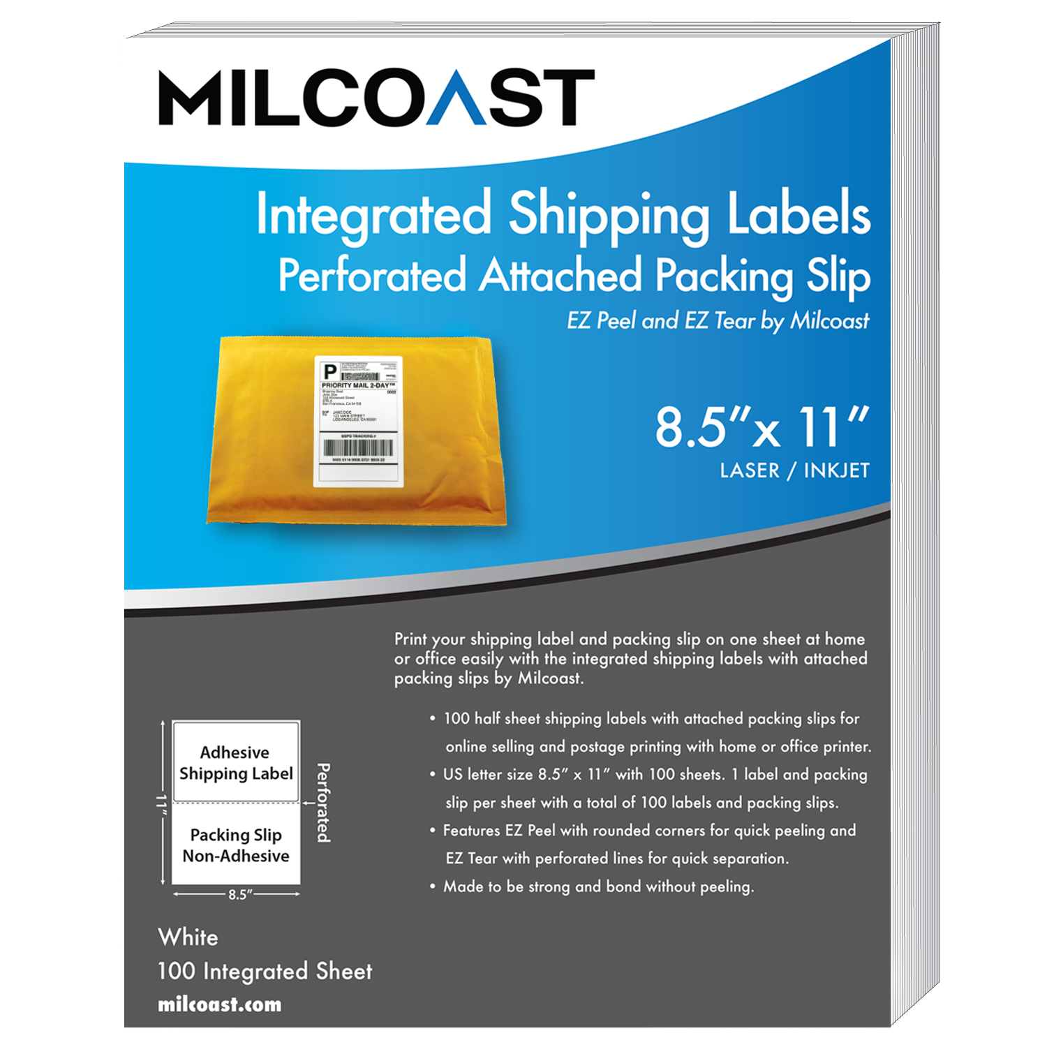milcoast integrated shipping labels with perforated packing slip perforated label sheets